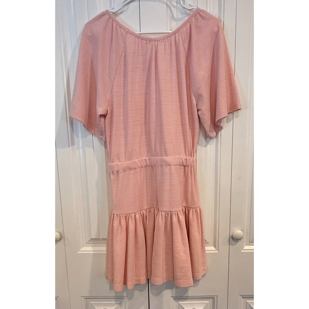 C&V Crisca & Violet Women's Pink Tiered Ruffle Mini Dress Size S Short Sleeve